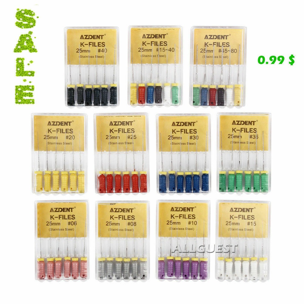AZDENT Limas de endodoncia manual dental K-Files acero inoxidable 21/25mm