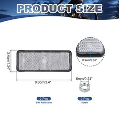 2PACK Rectangle Rear Reflectors Safety Reflective Warning Plastic White