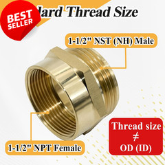 1-1/2″ NPT Female x 1-1/2″ NST Male Brass Hex Fire Hose Adapter Fitting