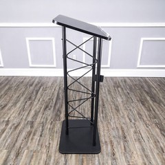 Truss Metal and Wood Podium 25X16X47 Tall Church Pulpit Lectern with Cup Holder