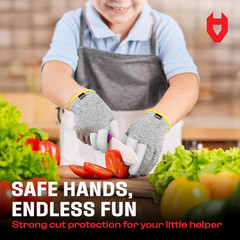 Kids Cut Resistant Gloves with 3 Reinforced Fingers – 100% Food Grade Kids Cooki