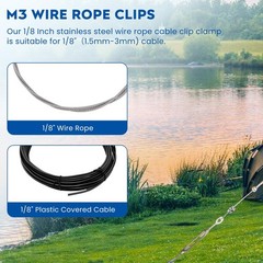 8PCS 1/8 Inches M3 304 Stainless Steel Wire Rope Cable Clip 8PCS-M3(1.5-3mm)