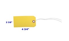 100 pcs of 4 3/4″ x 2 3/8″ Size 5 Yellow Cardstock Hang Tag Tags with Wire 13 Pt