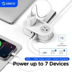 ORICO Travel Power Strip with 4 Outlet 3 USB Charging Station 4ft Extension Cord