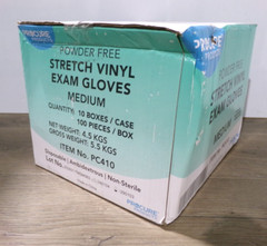 Case of 1000 ProCure Stretch Vinyl Exam Gloves, Powder Free, Medium, New S3