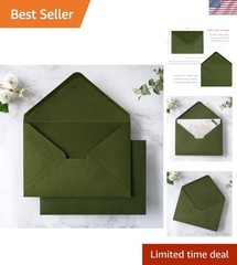 50 PCS/Pack A7 Envelopes, 5.25 x 7.25” Olive Green 5×7 Envelopes for Wedding…