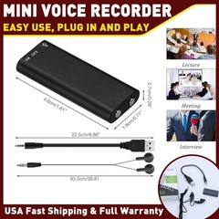 Mini Hidden Spy Audio Recorder Voice Activated Office Listening Device 16GB