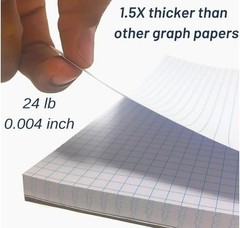 Graph Paper Pad 8.5×11 Inches, 55 Sheets, 3-Hole Punched for Engineers