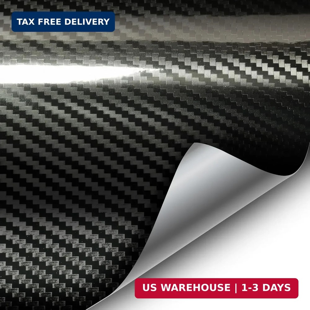 VViViD Epoxy High Gloss Carbon Fiber Architectural Vinyl Wrap (1ft x 5ft, Black)