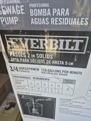 Everbilt 3/4 HP Submersible Sewage Ejector Pump Float 110 GPM 115V 2″