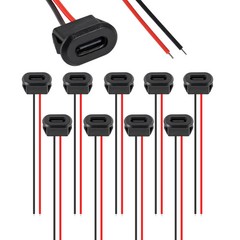 5/10/20pcs Waterproof Type-C Female Chassis Socket Connector 2 Pin Charging Port