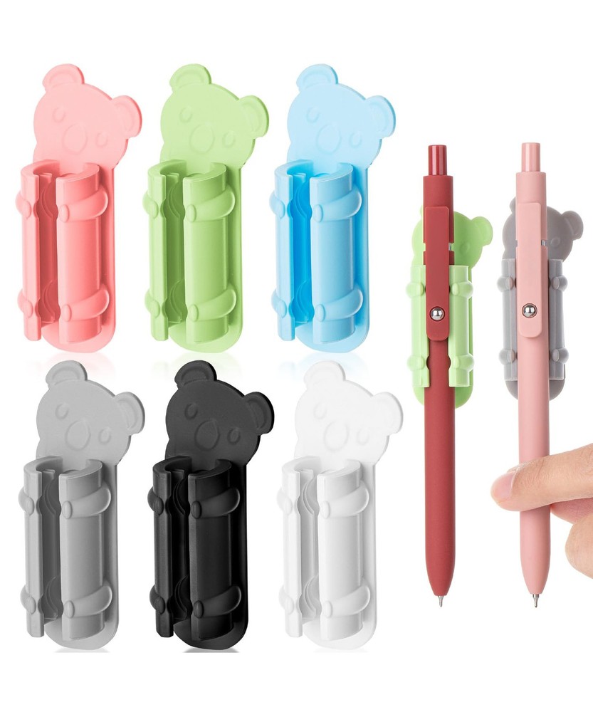Koala Pencil Clip, 6 Pack, Silicone Pen Holder, Wall Desk, Assorted