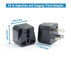 2 Pack US to Argentina Uruguay Brazil Australia Travel Adapter Plug Black