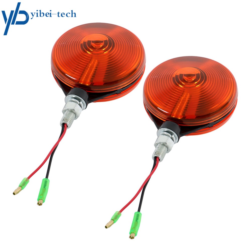 Red/Amber Round Side Marker Light Lamp Dual Face Turn Signal 2 PCS For Tractor