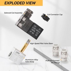 2V025-08 Pneumatic Solenoid Valve DC12V, 2 Way Normally Closed, 1/4″ NPT, Pil…