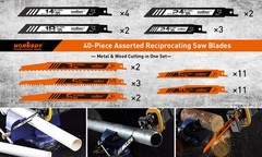 34Pc Wood Metal Reciprocating Saw Blade Set Sheet Cutting 2-24TPI With Pouch New