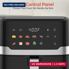 6.8QT Air Fryer 10-in-1 Cooker with Visible Window 1700W Bottom Heater Black
