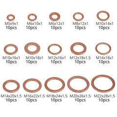 150Pcs Copper Washer Hardware Gasket Set Flat Ring Seal Assortment Kit M5-M22