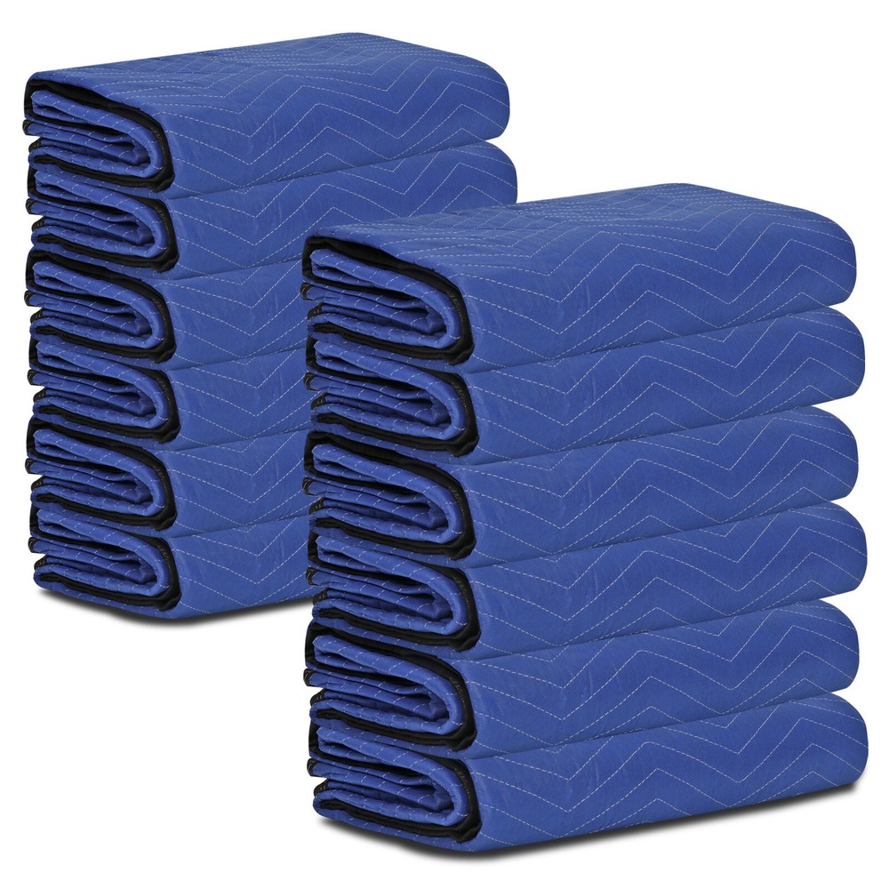 12 Pack Moving Blankets 80″ x 72″ Pro Economy Blue Shipping Furniture Pads