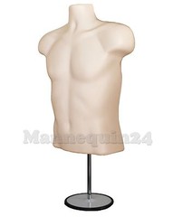 3 Pack MALE MANNEQUIN TORSOS FLESH +3 STANDS & 3 HANGING HOOKS- Men Dress Forms