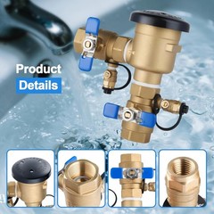1″ 720A Pressure Vacuum Breaker Assembly, Brass Backflow Preventer Valve, 400PSI