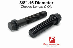 3/8″-16 Coarse 12-Point Flange Screws Alloy Steel Black (Pick Length & Qty)