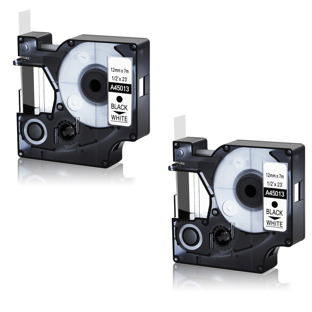 2x A45013 Black on White Label Tape Compatible for DYMO D1 LabelManager 100 200