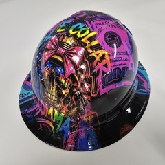 full brim hard hat custom hydro dipped IN BLUE COLLAR MOMMA BAD ASS EDITION NEW