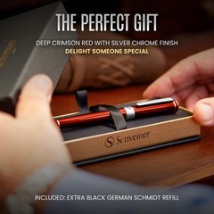 Deep Crimson Red Rollerball Stunning Red Lacquer Luxury Pen with Chrome Fini…