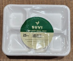 400 pack 5 comp DEEP PLANT BASED Plates Disposable School lunch Tray BAGASSE
