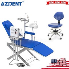 Portable Dental Folding Chair LED Light+Turbine Unit 3 Way Spray+Dentist Stool