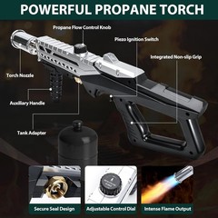 Muphop Powerful Propane Torch Gun, Flamethrower Gun with Silver and Black