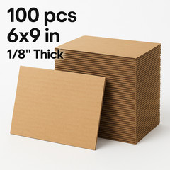 100 Cardboard Pads 6×9 in Corrugated Sheets 1/8″ Thick Inserts for Packing