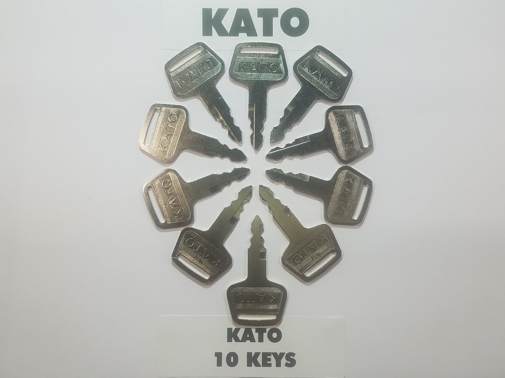 (10) Kato Keys, Heavy Construction Equipment Ignition Start Key with Logo