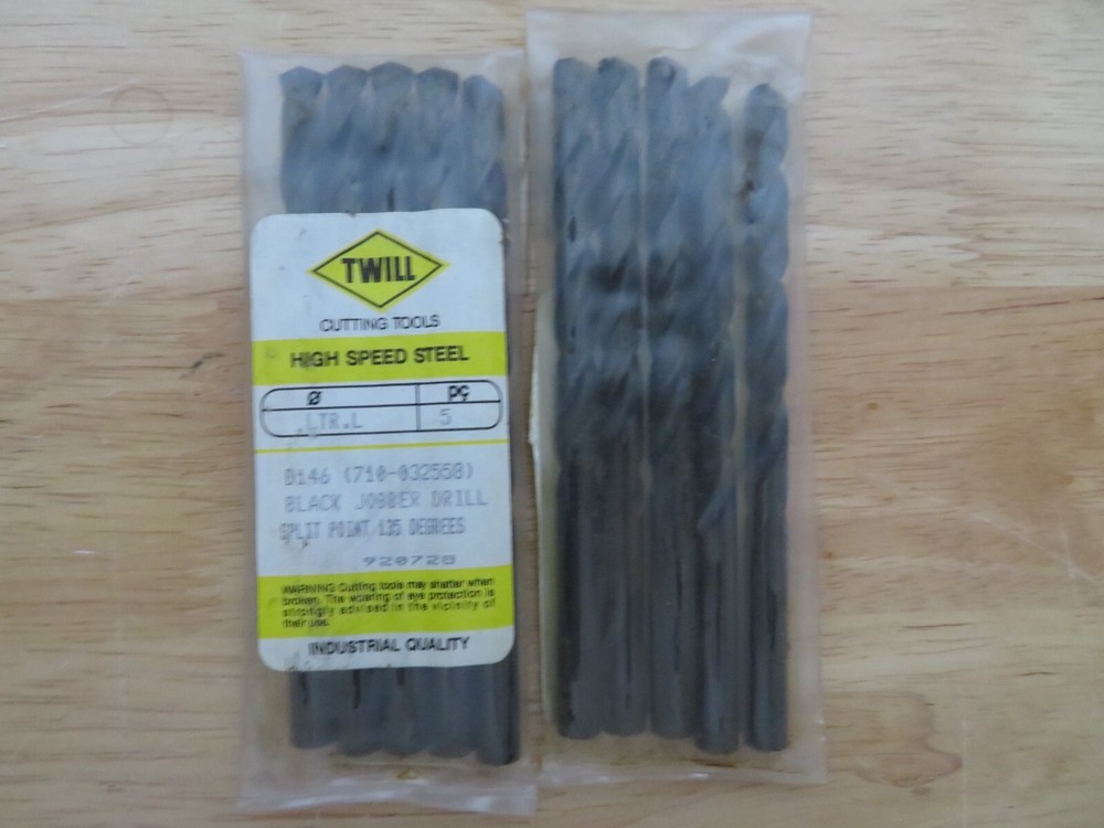 5 pcs TWILL Jobber Length Twist Drills Letter L Split Point 135 Degrees Brazil