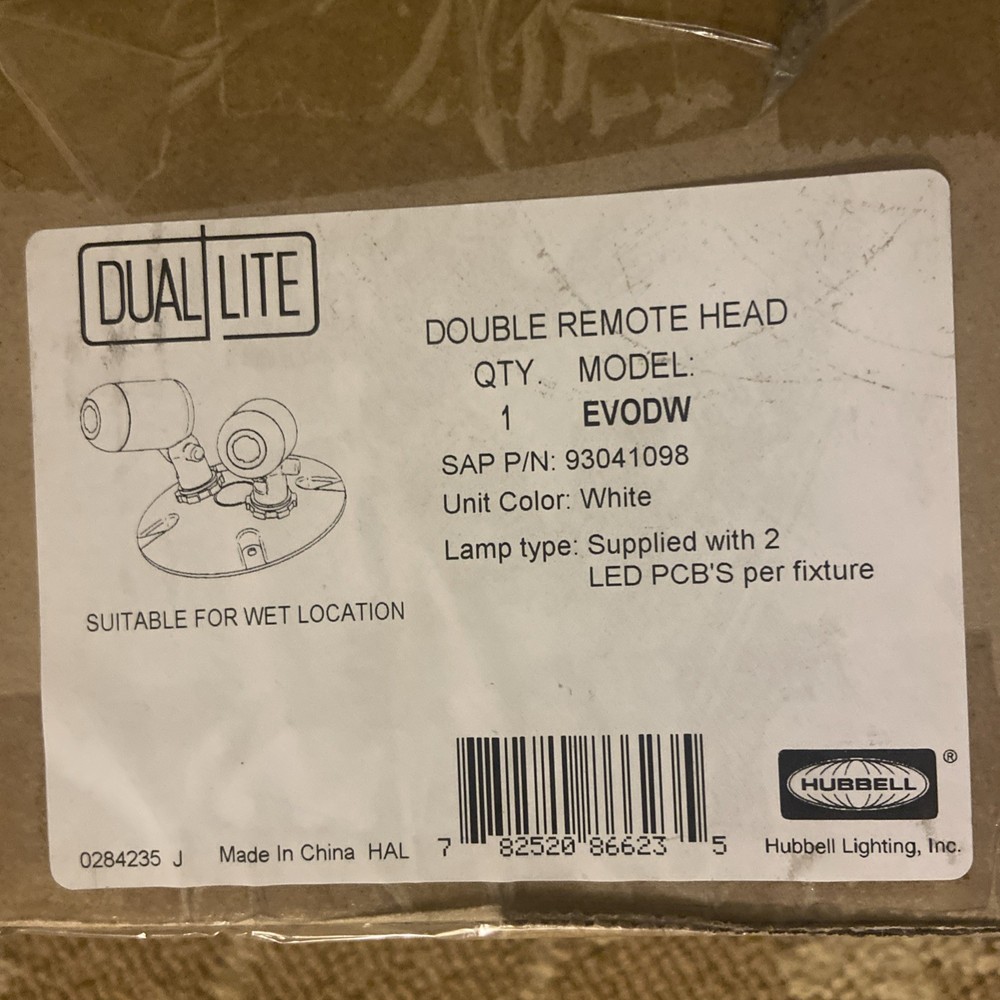 Dual-Lite HUBBELL LIGHTING – DUAL-LITE LED Lamps, Remote Head EVODW
