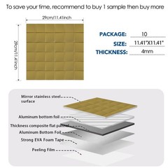 Yipscazo 10 Sheet Peel And Stick Backsplash Mosaic Tiles Stainless Steel Metal