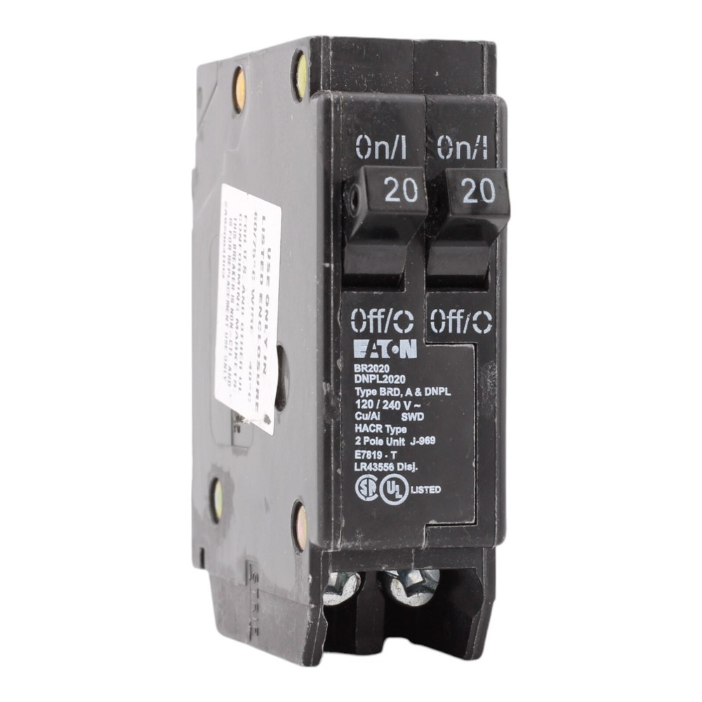 NEW Eaton BR2020 20 Amp Double Pole 240V Plug-In Standard Trip Circuit Breaker