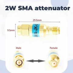 2 Watt 15dB SMA Type Fixed Damper – 2W RF Fixed Attenuator SMA Plug 6Ghz