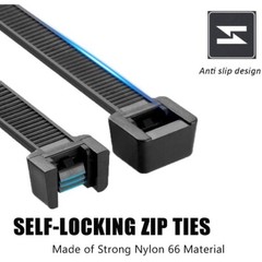 500 BULK~6″ BLACK CABLE ZIP TIES Heavy Duty UV Resistant UL 6/6 Nylon