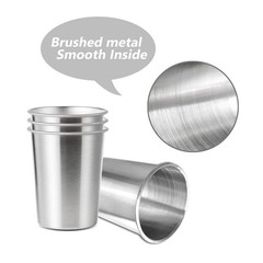 4Pack 6oz Small Stainless Steel Cups, BPA Free Healthy Pint Drinking Cups Met…