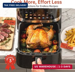 6.8QT Air Fryer 10-in-1 Cooker with Visible Window 1700W Bottom Heater Black