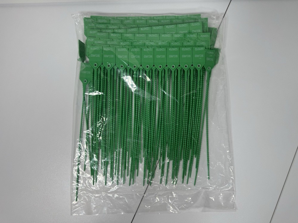 Bulk Lot Green Plastic Security Seals Numbered Tamper Evident Pull Tight Sealed