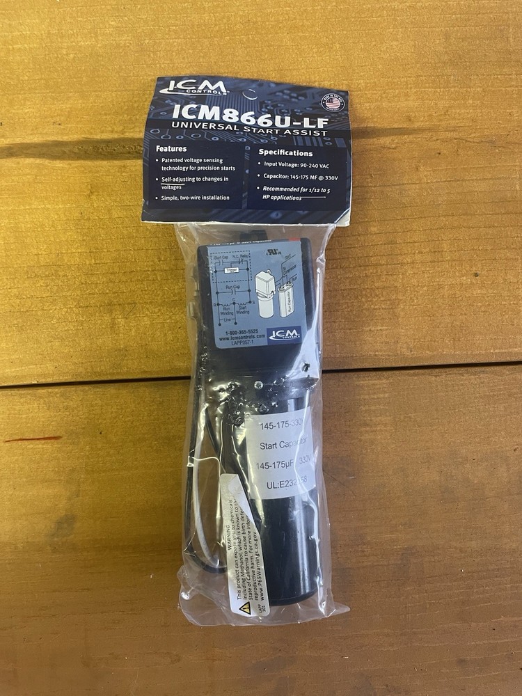 ICM866U-LF Motor Hard Start, Voltage Sensing w/ High-Powered Relay for 1/12-5HP