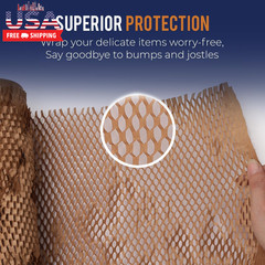 Honeycomb Packing Paper 12″ X 150Ft with Rope & 20 Fragile Stickers|Shipping & M