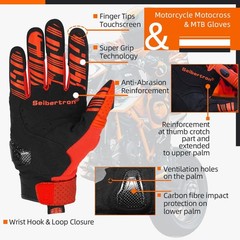 Unisex Full Finger Touchscreen Motorcycle Racing Gloves for OffRoad Sports