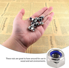 50Pcs M6 X 1.0Mm Hex Lock Nuts, 304 Stainless Steel Self-Locking Nuts Nylon Inse