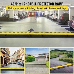VEVOR 1-Pack 3-Channel Cable Protector Cover Ramp 33000LBS Capacity Heavy-Duty