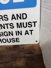 Vintage NOTICE All Visitors Sign In At Gate House Metal Security Guard Sign
