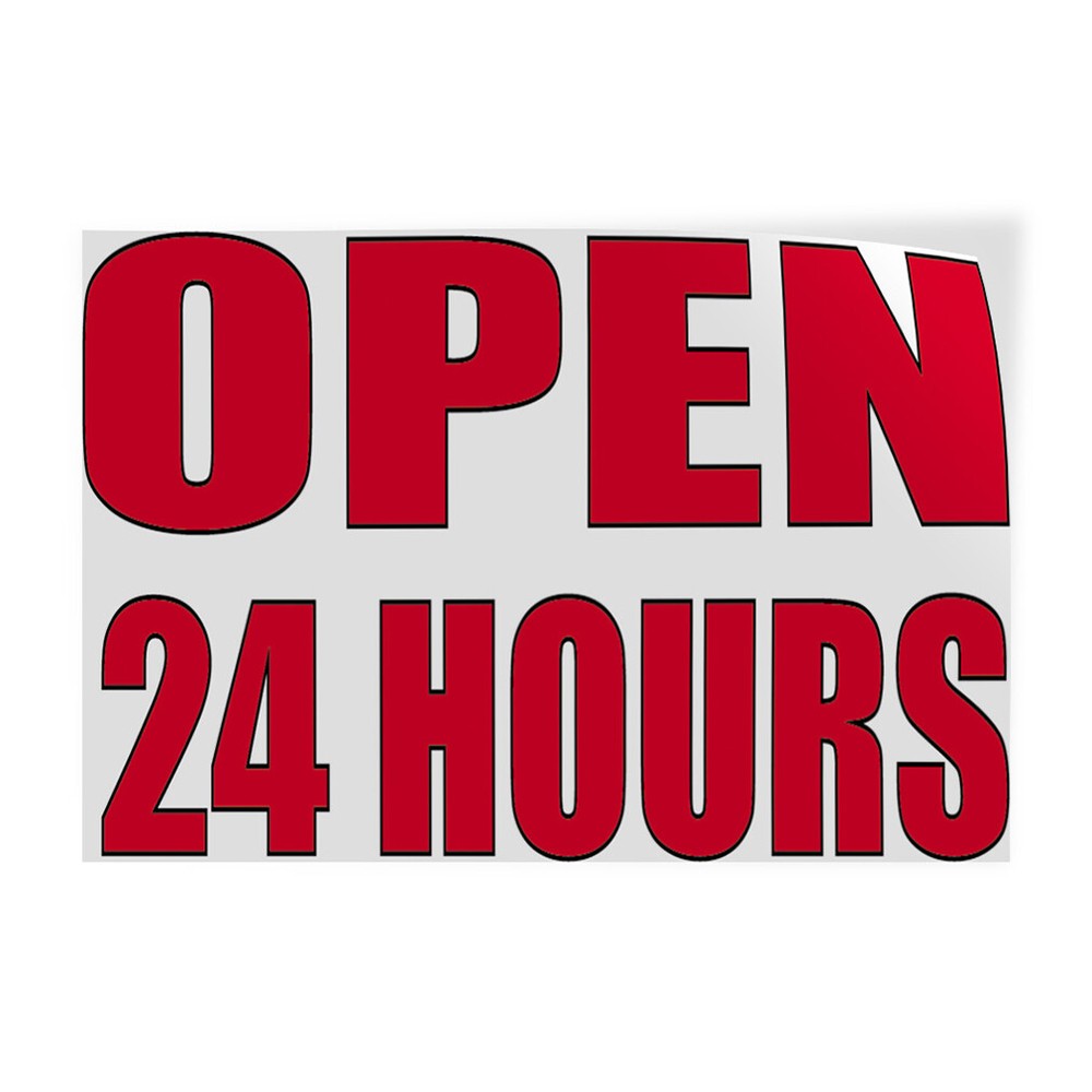 Decal Stickers Open 24 Hours Outdoor Advertising Printing Vinyl Store Sign Label